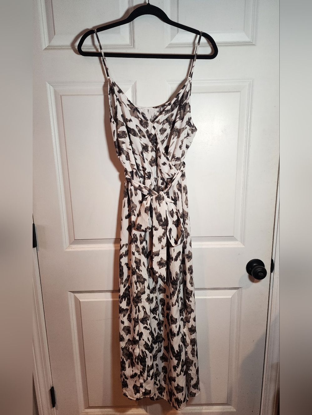 Shein Women’s Black and White Printed Maxi Dress - Lightweight Spaghetti Strap